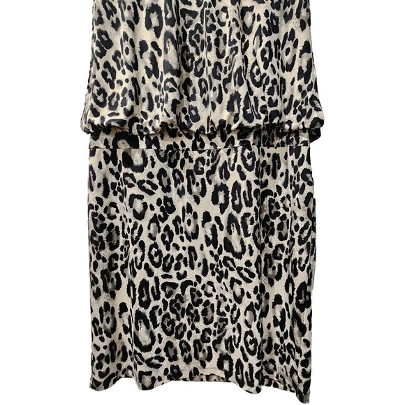 Dressbarn Collection Leopard Print Dress Lined Embellished Size 16 Black‎ Tan - Picture 10 of 12